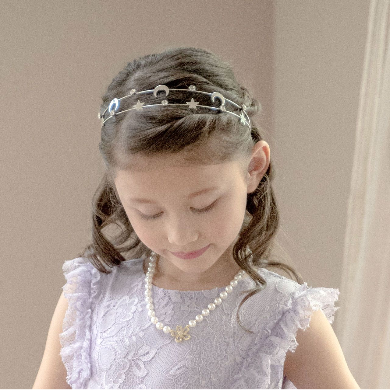 日本 Catherine Cottage - 星星月亮水鑽閃耀髮箍-金色