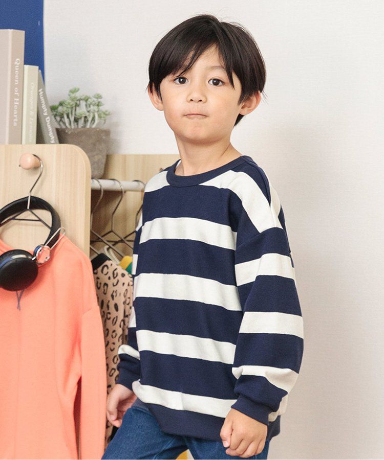 日本 BREEZE - 正反OK！裏毛印花長袖上衣-棋盤格-彩色