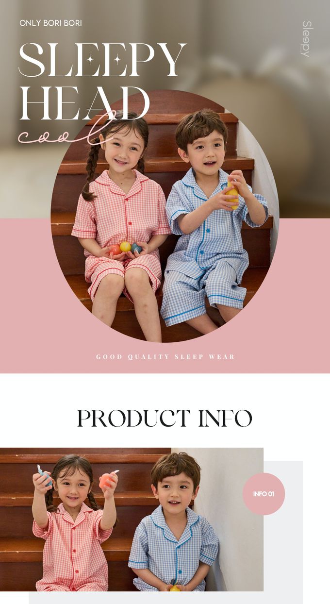 韓國 SLEEPY HEAD - 泡泡紗短袖家居服/睡衣套裝-經典格紋-粉