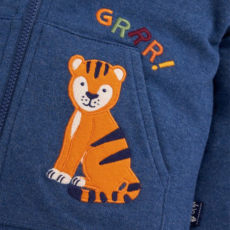 英國 JoJo Maman BeBe - 雙面穿100%純棉保暖連帽外套-野生動物