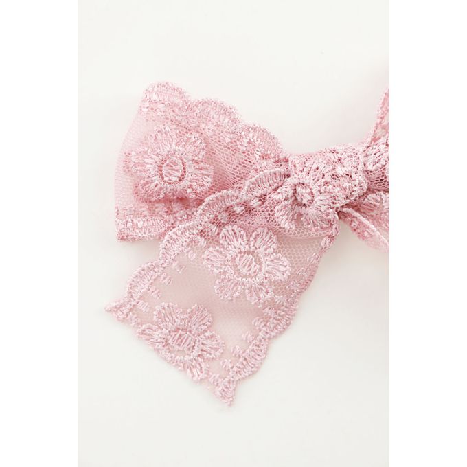 日本 Catherine Cottage - 夢幻蕾絲刺繡蝴蝶夾髮夾(2入組)-粉紅