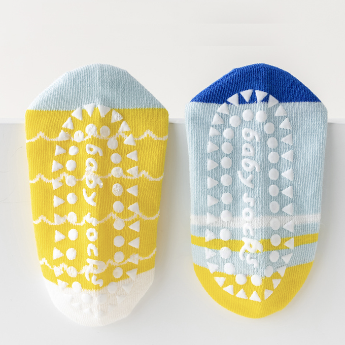 love, charlotte - 小熊字母點膠室內防滑網眼短筒棉襪-5 雙一組