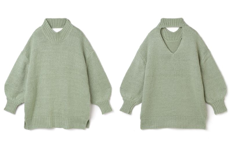 日本 GRL - 超長版美背挖空針織毛衣-蘋果綠 (Free)