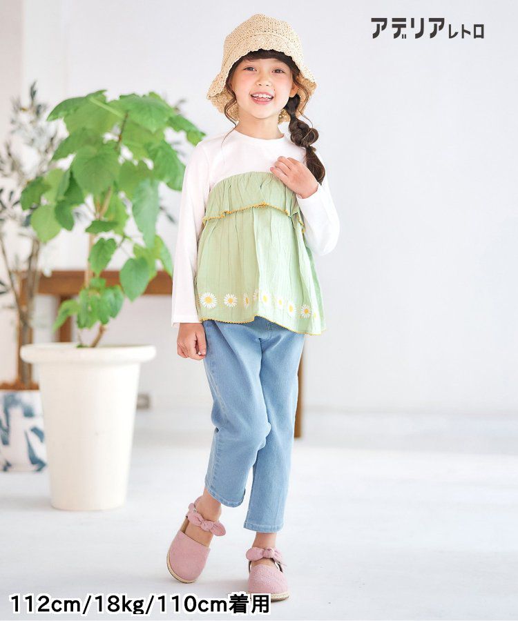 日本 apres les cours - 腰部花苞優雅設計長褲-水藍