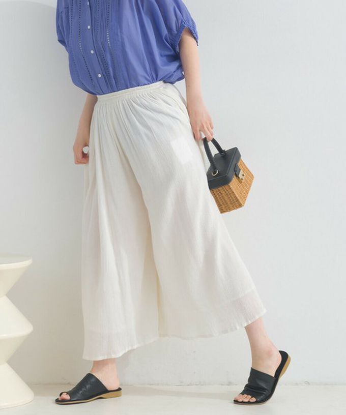 日本 Lupilien - 100%印度棉 輕盈飄逸寬褲-白