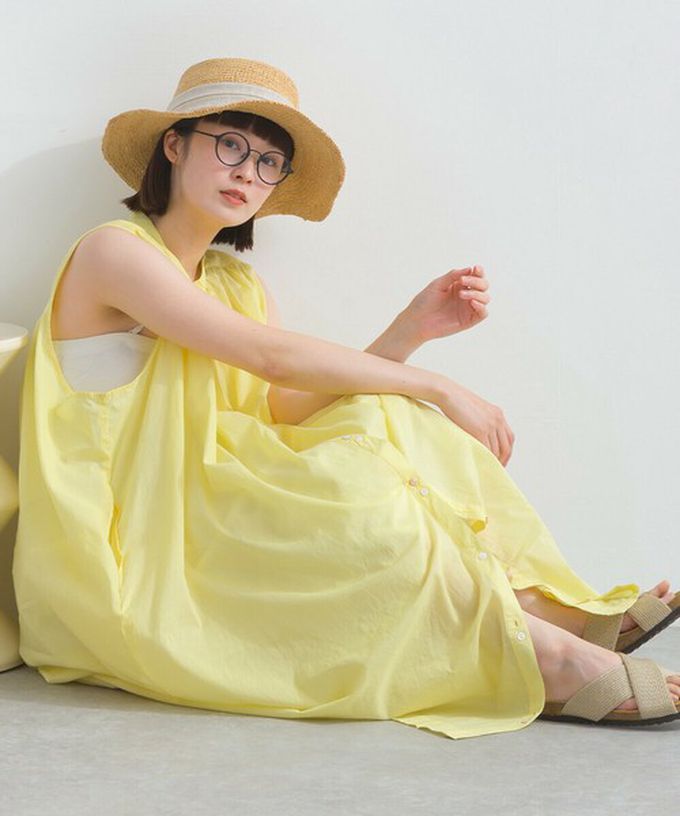 日本 Lupilien - 100%印度棉 清爽素色無袖洋裝-藍紫