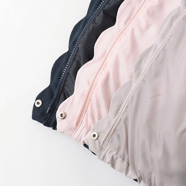 日本 petit main - 可愛蝴蝶結澎澎領鋪棉外套-粉紅