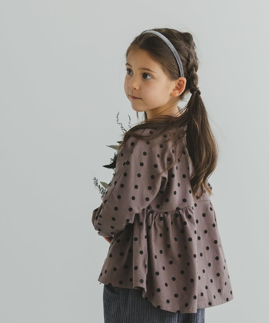 日本 PAIRMANON - 前短後長荷葉擺長袖上衣-薰衣草