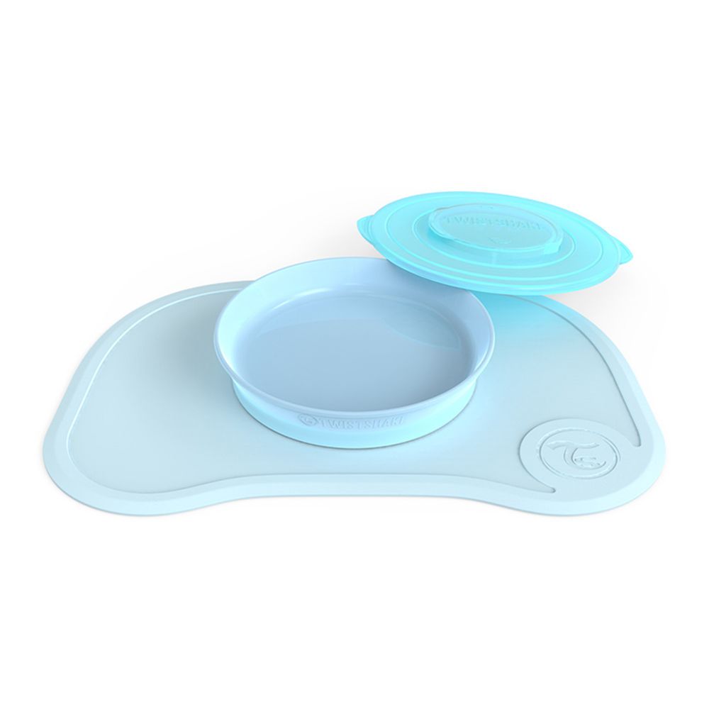 瑞典 TWISTSHAKE - 轉轉扣組合式防滑餐盤餐墊組-晴空藍-6個月以上適用