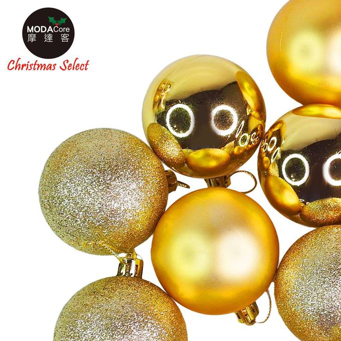 MODACore 摩達客 - 摩達客耶誕-60mm(6CM)霧亮混款電鍍球24入吊飾組(金色系) 聖誕樹裝飾球飾掛飾