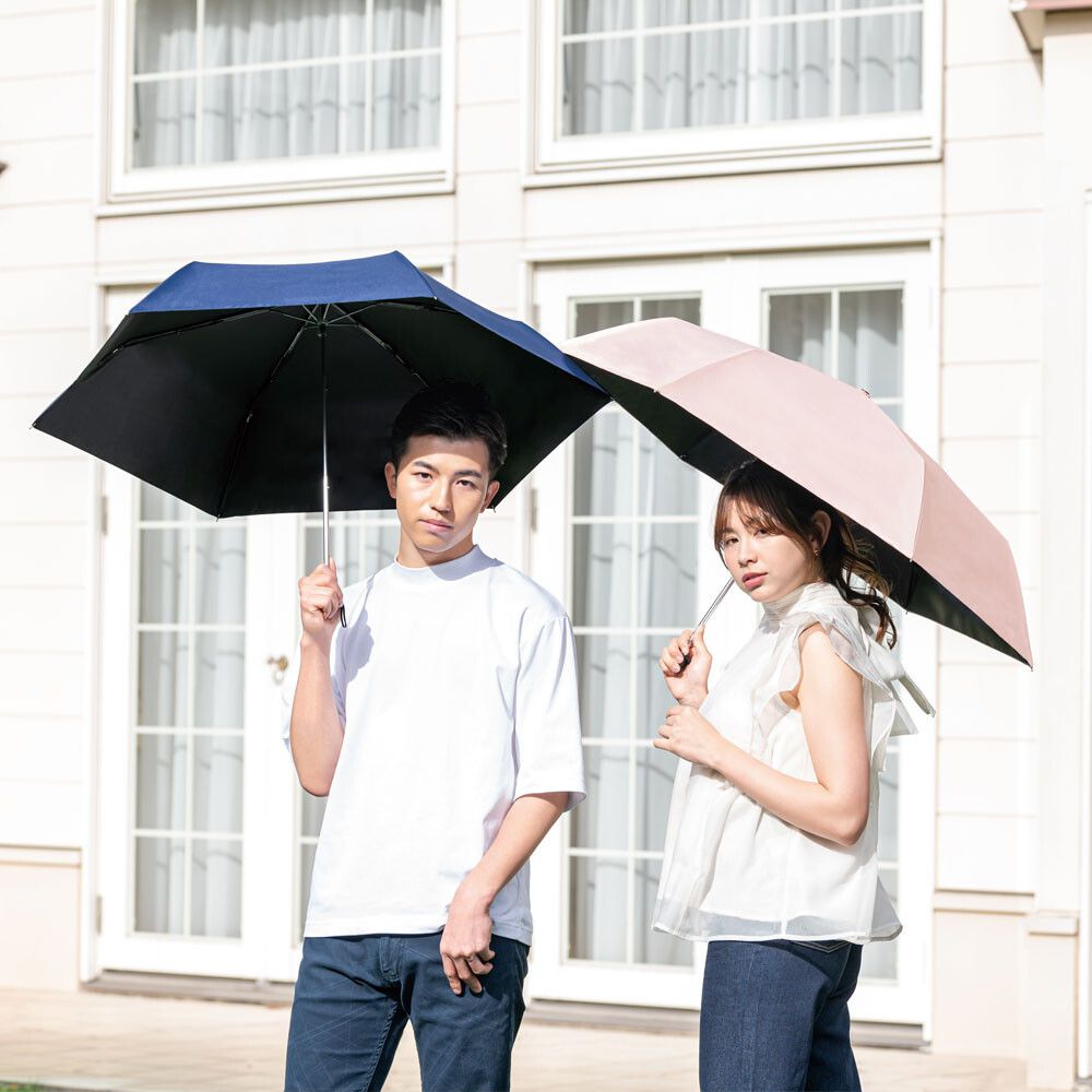 日本中谷 - 抗UV 輕量折疊傘/晴雨兩用傘-簡約黑 (傘骨55cm)