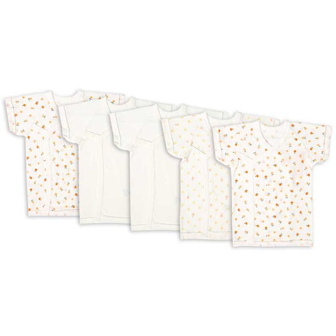 akachan honpo - 新生兒內衣10件組-滿版印花-橘色 (肚衣:50cm蝴蝶裝:50~60cm)