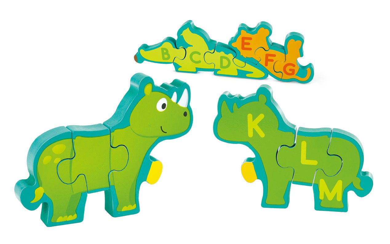 德國 Hape - 字母與野生動物立體拼圖-26pcs