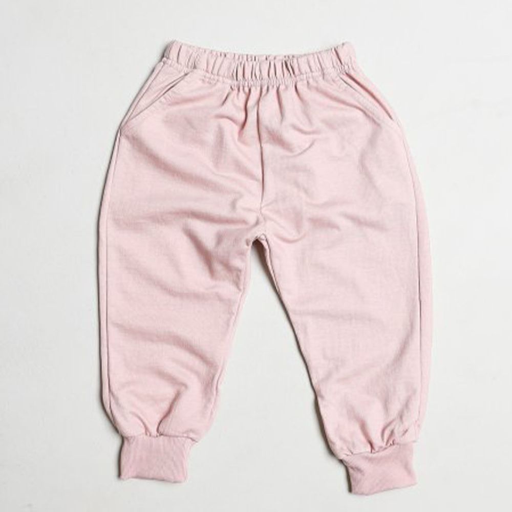 韓國 Dream Baby - 水洗加工棉雙口袋縮口褲-淺粉紅