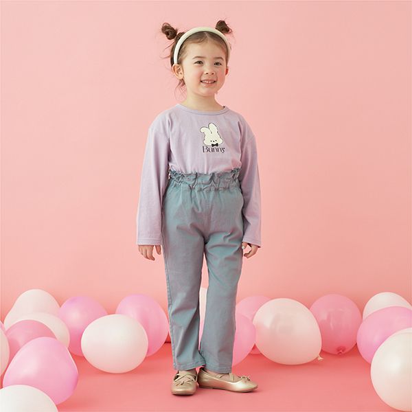 日本 Lycee mine - 俏麗皺摺錐形彈力長褲-黑