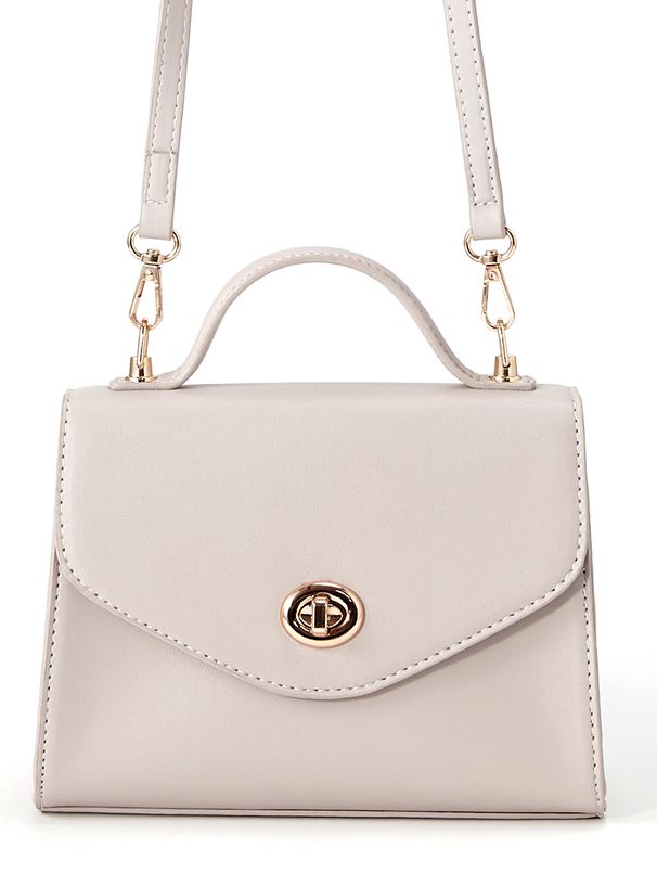 日本 GRL - 2WAY梯形金旋釦手提包/側背包-薰衣草