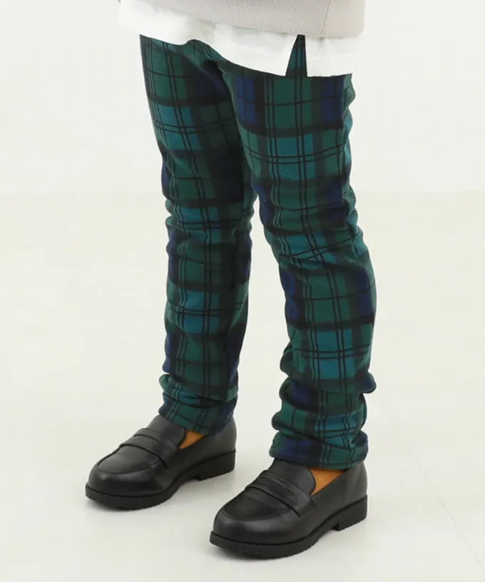 日本 devirock - RICH WARM 保暖裏毛合身長褲-格紋-棕