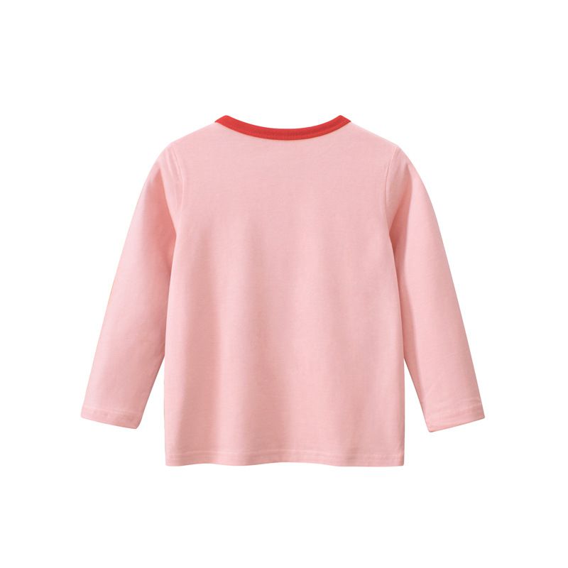 純棉圓領薄長袖上衣-懶懶熊貓-粉色