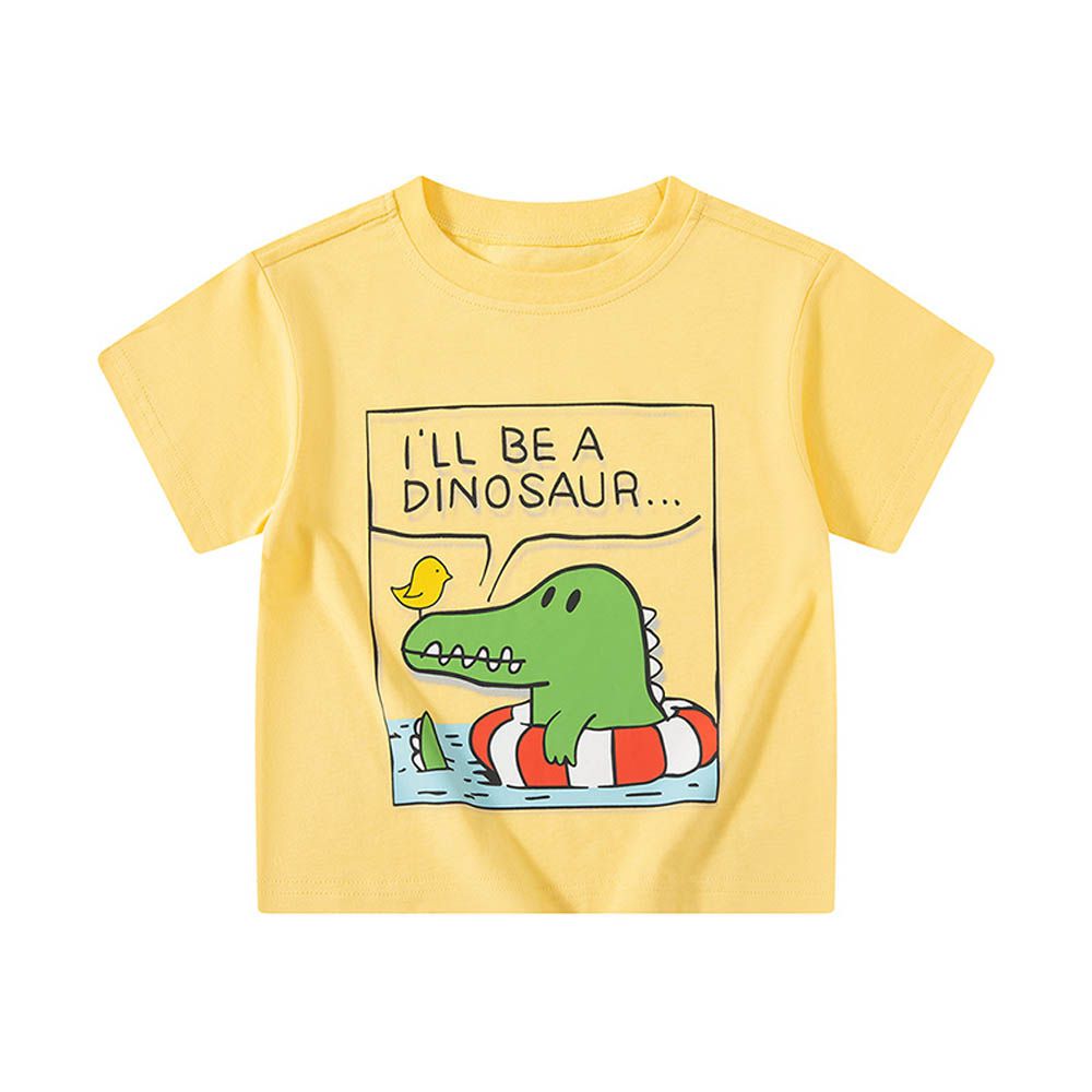 純棉短袖上衣-鱷魚戲水-黃色