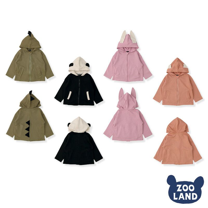 日本 ZOOLAND - 純棉動物耳朵薄外套-狐狸-橘