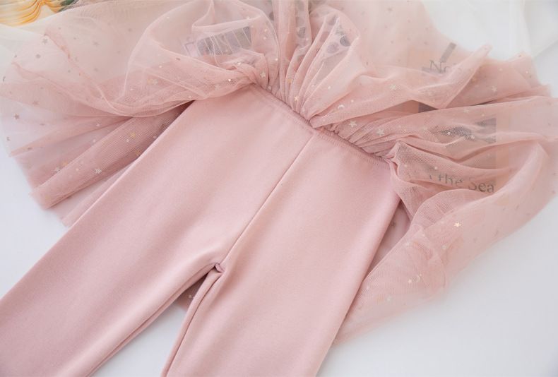 FANMOU - 假兩件亮片紗裙褲裙-星星亮片-黑色