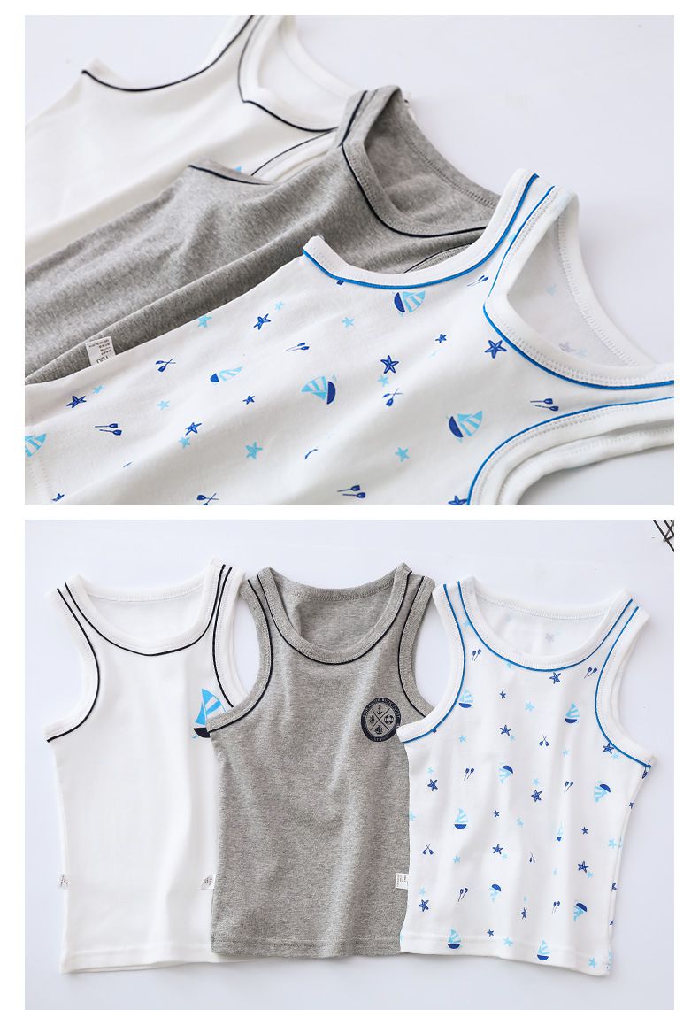 純棉兒童無袖上衣-工程車-湖水綠