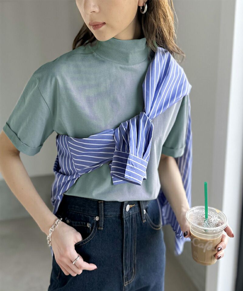 日本 Classical Elf - 知性立領柔軟五分袖上衣-淺灰