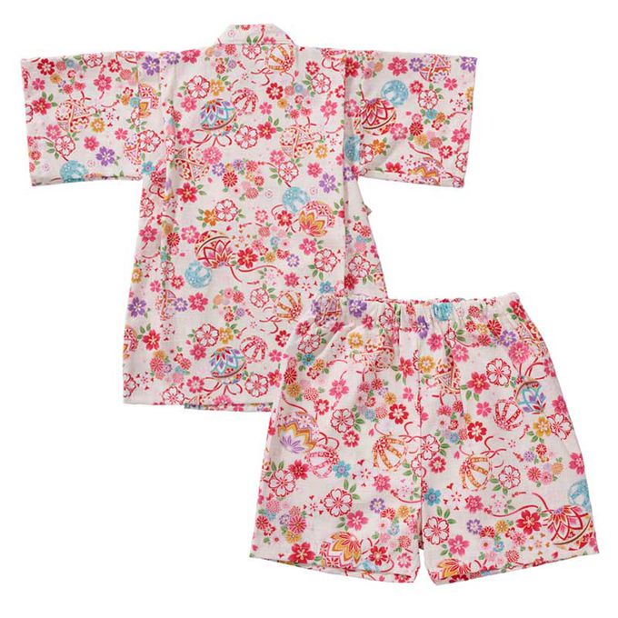 akachan honpo - 兩件式甚平-手鞠-米白色