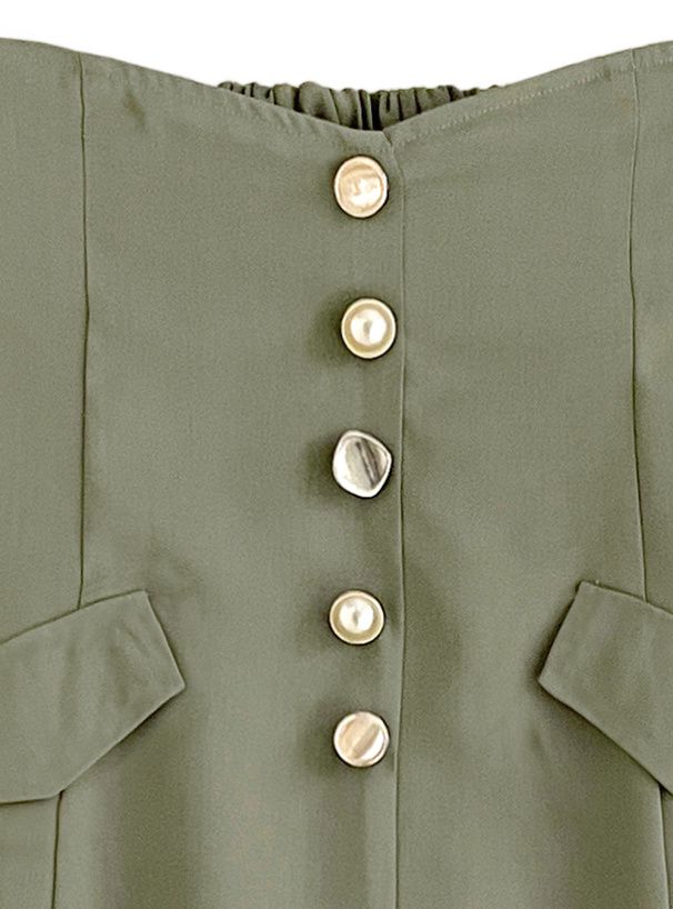 日本 GRL - 奧黛莉赫本金釦修身長裙-海軍藍