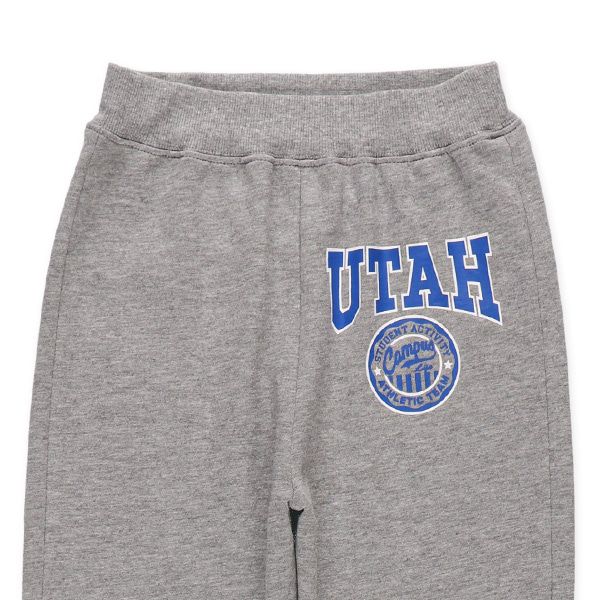 日本西松屋 - 休閒感百搭縮口褲-美式logo-淺灰