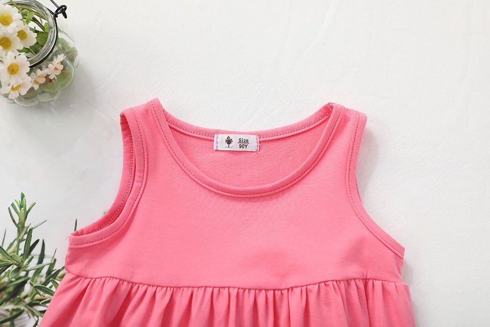 糖果色棉質無袖連身洋裝-白色