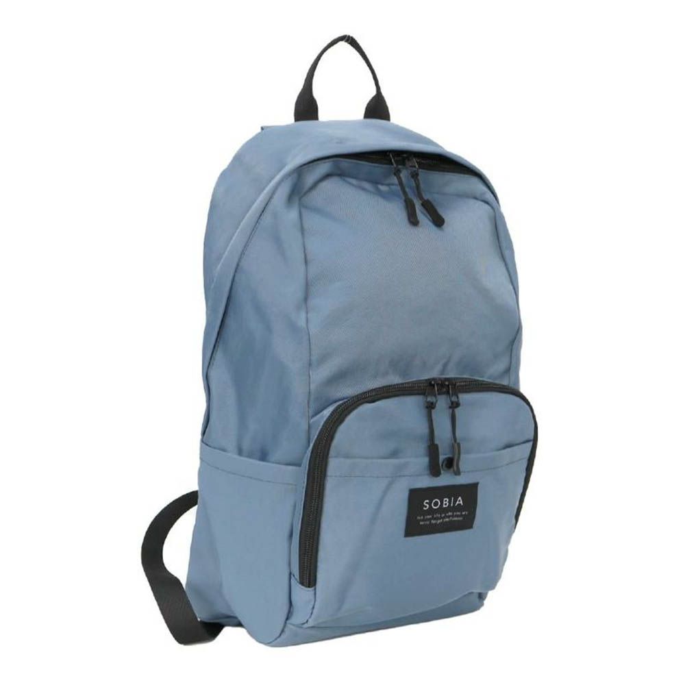 防水加工 寬敞大容量休閒尼龍後背包-煙燻藍