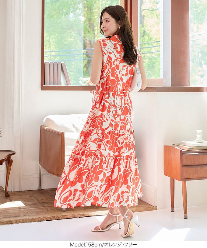 日本 Kobe Lettuce - 迷人渡假風純色印花無袖洋裝-綠 (F)