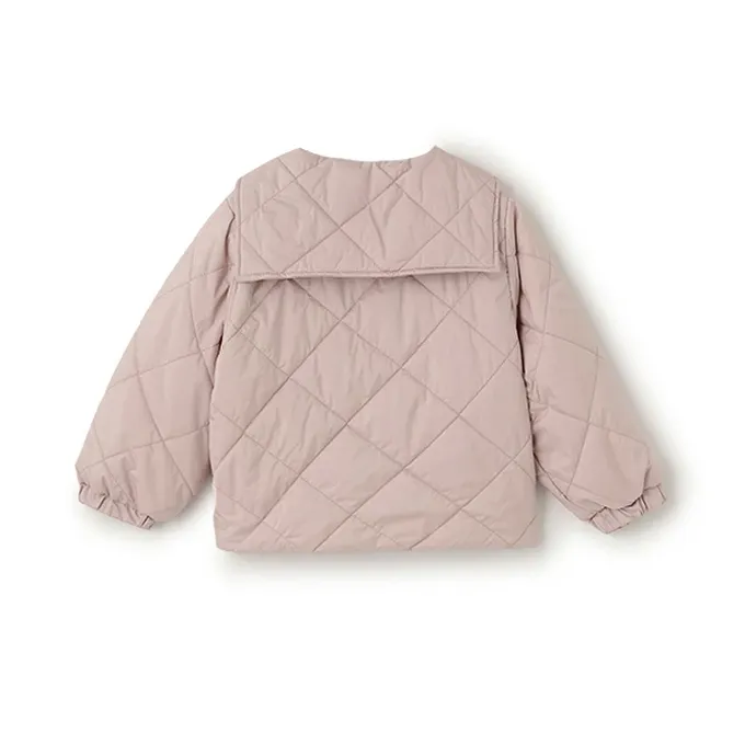 日本 Lycee mine - 可機洗 水手領絎縫鋪棉外套(領可拆)-深灰棕