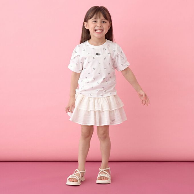 日本 Lycee mine - 澎澎荷葉邊皺褶褲裙-白