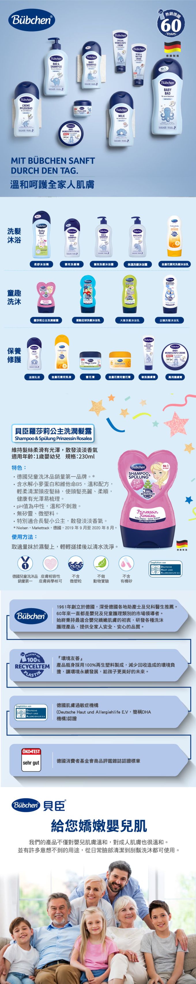 德國Bubchen 貝臣 - 羅莎莉公主洗潤髮露-230ml