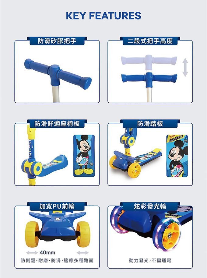 娃娃城-兩用折合滑板車-米奇