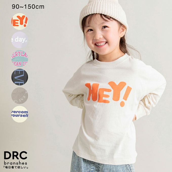 日本 BRANSHES - 純棉簡約英文logo薄長袖上衣-HEY!-米白