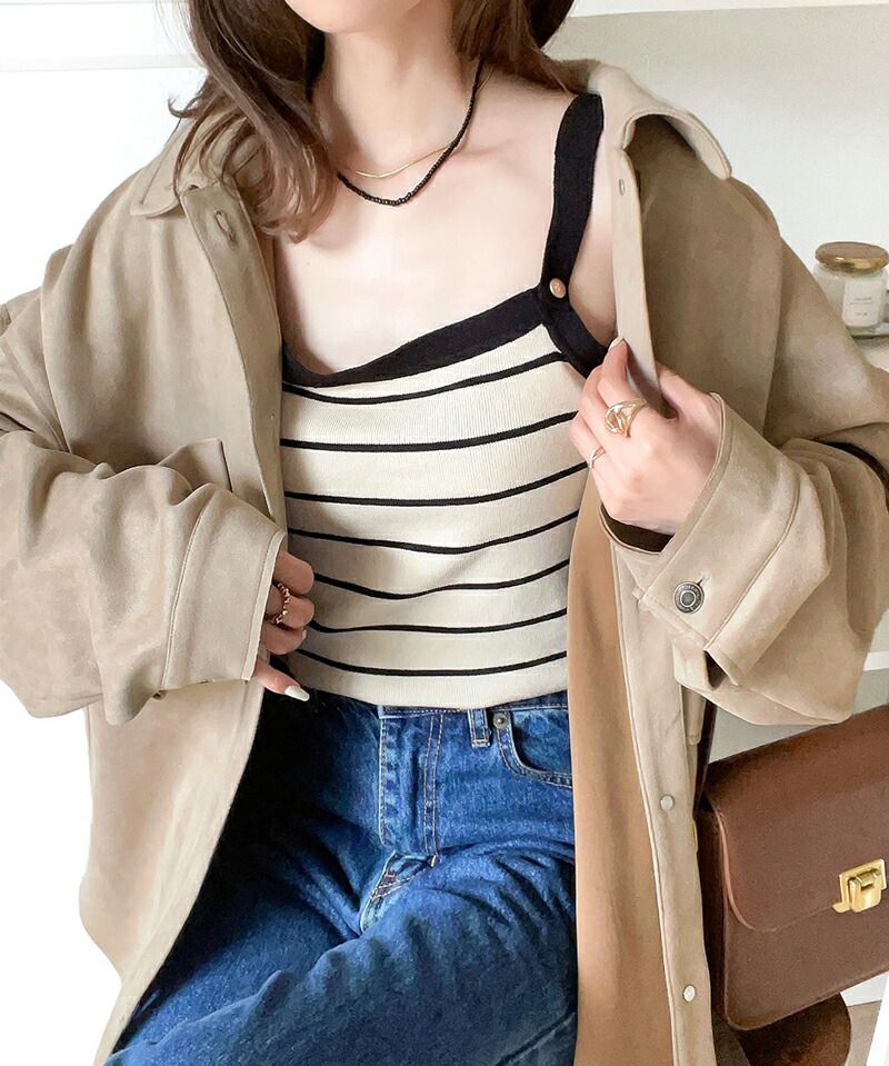 日本 Classical Elf - 時尚麂皮輕量大口袋長袖襯衫-米杏