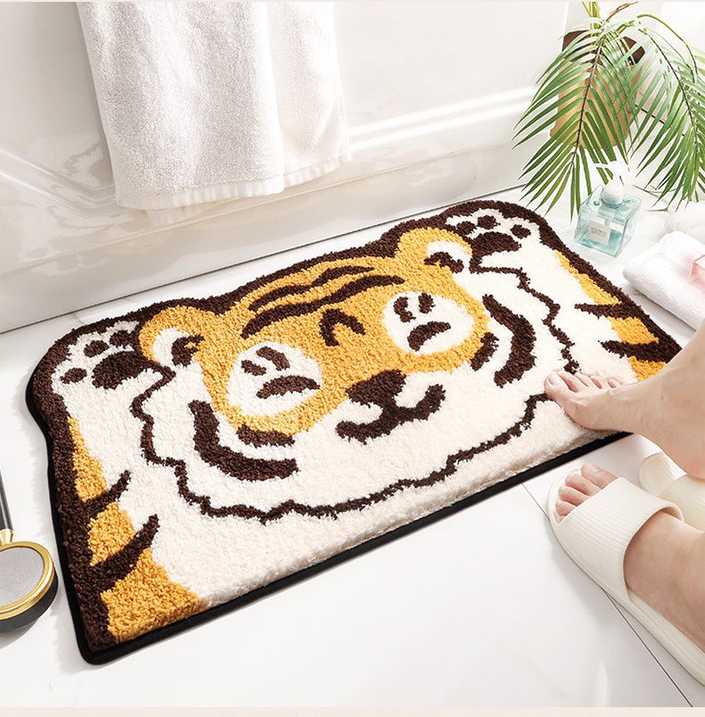 快速吸水植絨浴室腳踏墊-大頭小老虎