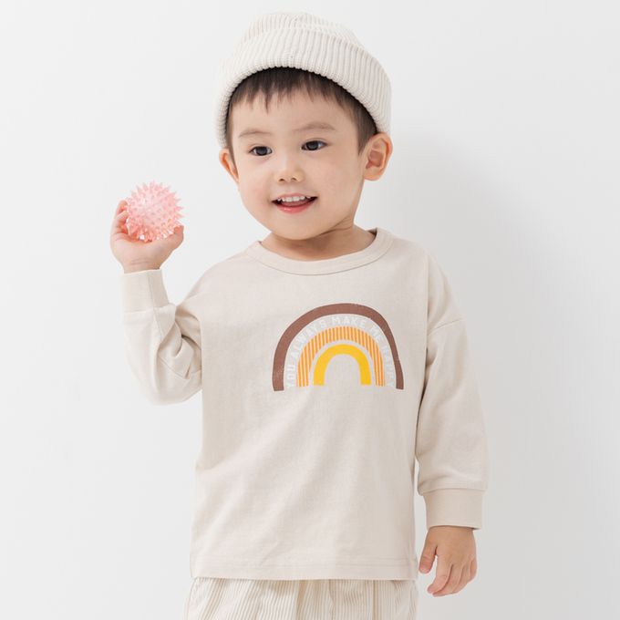 日本 Chil2 - 俏皮印花純棉薄長袖上衣-小熊球員-灰