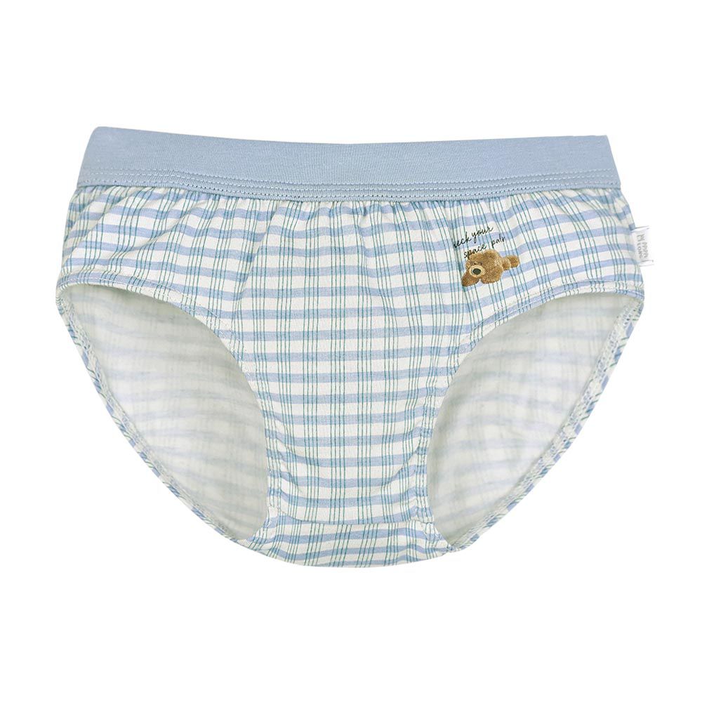 韓國 Ppippilong - 莫代爾棉混紡三角褲(男寶)-線紋熊熊-灰藍綠