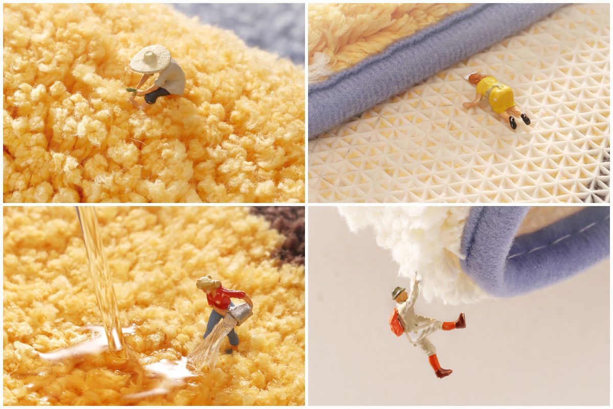 快速吸水植絨浴室腳踏墊-背面橘貓