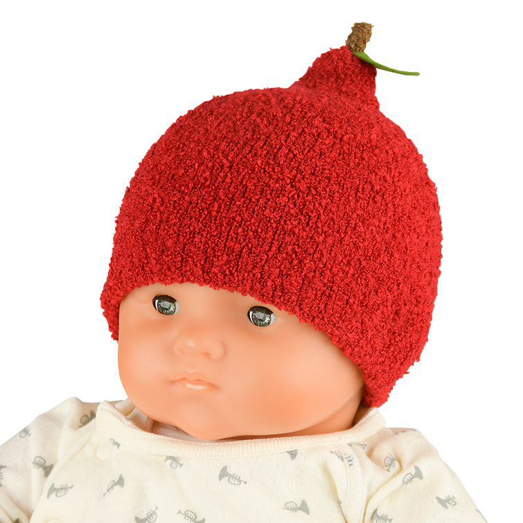 akachan honpo - 針織帽 柔軟、毛茸茸-蘋果-紅色 (42~46cm)