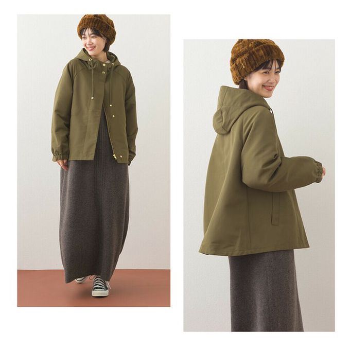 日本 OMNES - [經典款]防潑水派克連帽風衣外套-橄欖綠