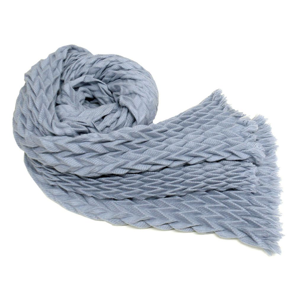 日本 jou jou lier - 立體感鋸齒紋圍巾-80 藍 (35x180cm)