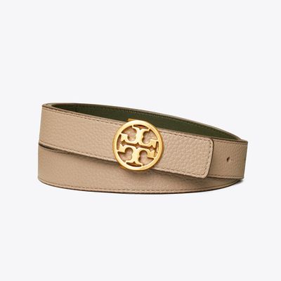 TORY BURCH - 經典雙T LOGO雙面皮帶 (卡其/綠色)