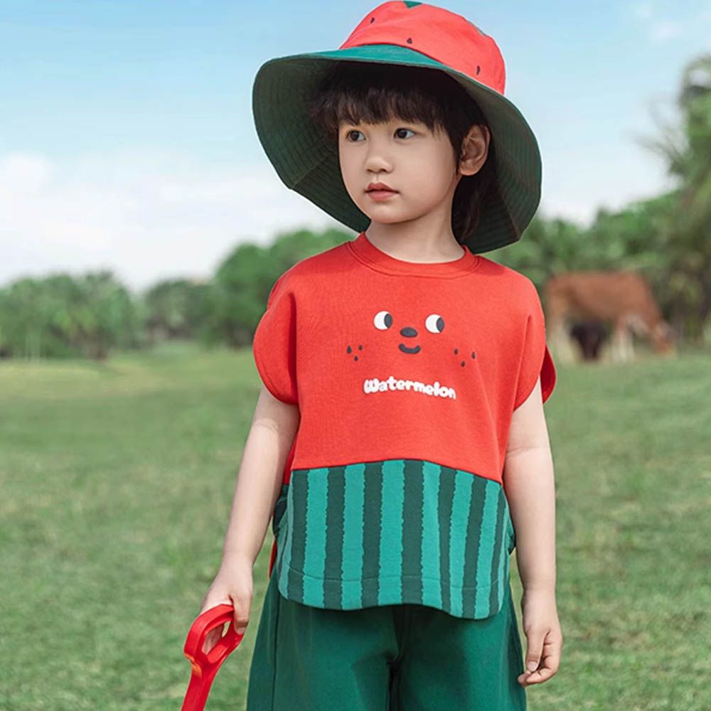 立體造型無袖上衣/背心-西瓜-紅色