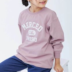 日本 devirock - 100%棉 定番印花寬版長袖上衣-MERCED-粉紅