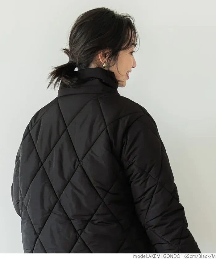 日本 COCA - 俐落長版絎縫鋪棉保暖外套(帽可拆)-咖啡